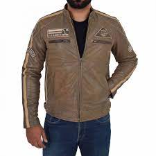 Mens Biker Leather Jacket With Badges Kurt Brown In 2020 Leather Jacket Jackets Biker Leather