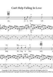 Can T Help Falling In Love Guitar Score Guitar Tabs Songs Ukulele Tabs Songs Disney Guitar