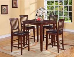 5pc Pub Set Square Counter Height Table W 4 Leather Chairs Stool In Mahogany Square Kitchen Tables Tall Kitchen Table Small Square Dining Table