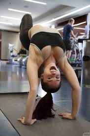 Horny amateur Jazz Reilly stretches and gains nip slip in the gym at  XXXSexPic