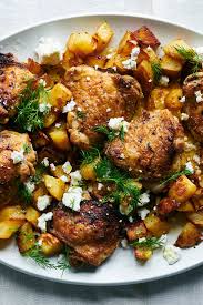Sheet Pan Chicken And Potatoes With Feta Lemon And Dill Recipe Recipe Recipes Sheet Pan Dinners Sheet Pan Recipes