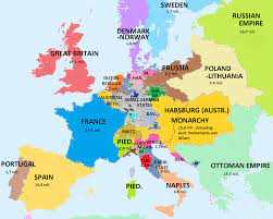 France is located in western europe. Map Showing Population Of European Countries 1789 On The Eve Of French Revolution Europe