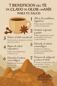 ☕✨ 7 Beneficios del Té de Clavo de Olor con Anís para tu Salud 1. Alivia  los problemas digestivos Reduce gases, hinchazón y mejora la digestión. 2.  Combate resfriados y gripes Ambos