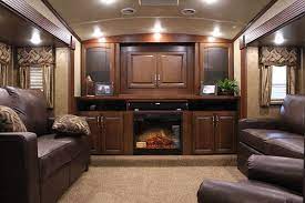 Fifth wheel toy hauler with living room in front. Pin On Rv Campervan Interior
