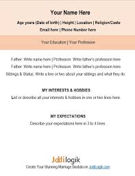 Given below are 5 sample resume formats for freshers in ms word.doc format with two pages, each will give you an idea Biodata Format For Marriage Free Word And Pdf Samples