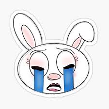Cream jumped at the sound of someone's voice. Crying Rabbit Stickers Redbubble