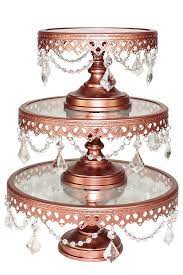 3 Piece Glass Top Crystal Cake Stand Set Rose Gold Rose Gold Decor Gold Decor Cake Stand Set