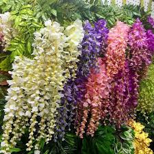 48pcs Lot 110cm Wisteria Artificial Flowers Wedding Party Festival Decoration Flowers Plastic Wister Artificial Flowers Wedding Hanging Flowers Flowering Vines