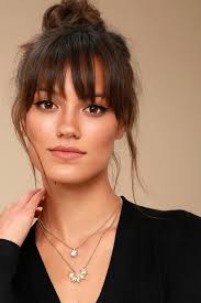 Stars Tonight Gold Layered Rhinestone Necklace Hair Styles Long Hair Styles Hairstyles With Bangs