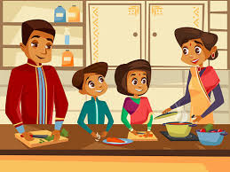 Mother teaches her daughter cooking vegetable soup in kitchen. Child Cooking With Mother Clipart Vector In Ai Svg Eps Or Psd