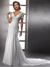 Sheath Column V Neck Lace Short Sleeves Chiffon Wedding Dresses Ruching Lace Wedding Dress Short Sleeve Wedding Dress Wedding Dress Trends Wedding Dresses