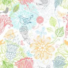 Spring repeating white floral pattern. Seamless Floral Background Vector Images
