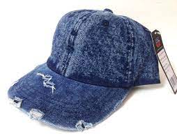 New Distressed Faded Rip Denim Blue Jean Hat Unstructured Dad Cap Osfm Men Women Cityhunter Baseballcap Ripped Denim Blue Denim Jean Hat