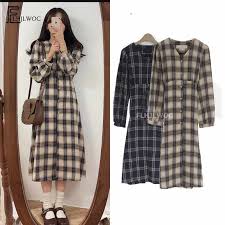 Gaya terbaru 79+ baju kerja wanita korea style. Plaid Shirt Dresses New Hot Women Japan Korean Style Design Cute Sweet Girls Lady Basic V Neck A Line Vintage Dress 9001 Dresses Aliexpress