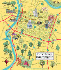 Map Of Downtown Sacramento Map Of Downtown Sacramento, With Pictorial Illustrations