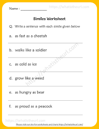 Definition, usage and a list of simile examples in common speech and literature. Simile Worksheets For 6th Grade Your Home Teacher