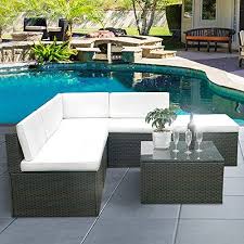 Weibo 6 Piece Rattan Sofa Outdoor Garden Furniture Sets Patio Wicker Furniture Set Brown Rattan Outdoor Furniture Rattan Furniture Set Wicker Patio Furniture