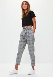 Black And White Checkered Pants Outfit Women Missguided Black Double Button Checked Trousers Classy Casual Outfits Checked Trousers Outfit Clothes