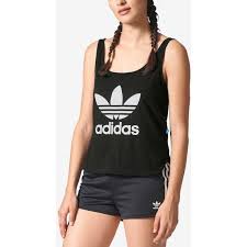 Adidas Crop Tank Top Black Adidas Cotton Originals Trefoil Cropped Tank Top 30 Liked On Polyvore Featuring Tops Black Strap Crop Top C Black Crop Top Tank Athletic Tank Tops Tops