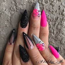 2 minutes ago last post: Nails Unas Stilettonails Pointynails Hotpinknails Pinknails Sugarnails Glitternails Lines Blackandwhite Shin Pointy Nails Nails Swag Nails