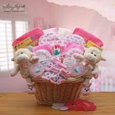 Gift Basket For Twin Girls Baby Shower Newborn Products Etsy Baby Girl Gift Baskets Girl Gift Baskets Baby Gift Basket