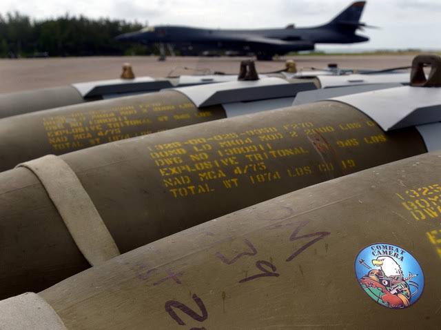 Mk-84 Two thousand-pound bombs wait to be loaded onto a… — NARA and DVIDS  Public Domain Archives