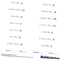 Math Worksheets Negative Numbers Negative Numbers Worksheet Subtracting Integers Worksheet Integers Worksheet