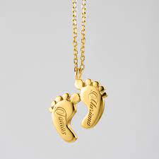 Large Baby Feet Necklace Gold Vermeil