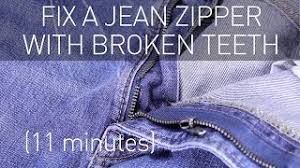 Install the slider into the zipper tape: Fix A Jean Zipper With Broken Teeth Youtube