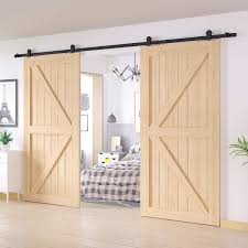Rebarn barn door hardware, barn doors, salvaged wood furniture, barn beam mantels, barn board sales and sawmill service in toronto. Winsoon 12 Ft 144 In Top Mount Sliding Barn Door Hardware Track Kit For Double Doors With Non Routed Floor Guide Gcm1955 The Home Depot