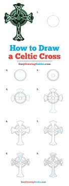 On each side of the small interior circle, draw a set of horizontal curved lines that diverge from one another. Easy Drawing Guides On Twitter Celtic Cross Drawing Lesson Free Online Drawing Tutorial For Kids Get The Free Printable Step By Step Drawing Instructions On Https T Co Xpuotbtohd Celticcross Learntodraw Artproject Https T Co Xbms08ziec
