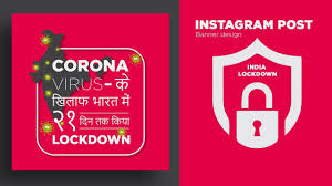 India Lockdown Social Media Post Design In Illustrator In 2020 Post Design Social Media Post Instagram Banner