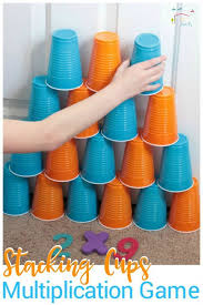 Stacking Cups Multiplication Game Multiplication Games For Kids Multiplication Games Math Games For Kids