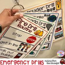 A preschool space theme that includes preschool lesson plans, activities and more! Emergency Drills Visual Routine Posters Supports Fire Drill Earthquake Tornado Intruder Drills Pocket Of Preschool