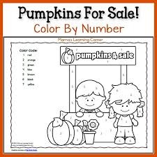 Color By Number Pumpkins Fall Preschool Activities Kindergarten Resources Learning Worksheets