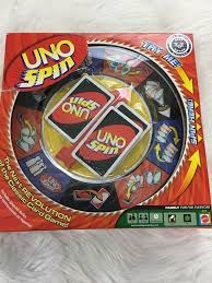 Uno Spin Card Game 2005 Mattel Complete Spinner 112 Cards Mattel Uno Card Game Board Games Card Games
