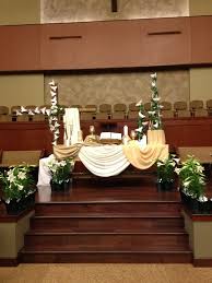 An easy way to give your altar a festive look is to use balloons. Church Christmas Decorations Church Altar Decorations Easter Decorations Christian