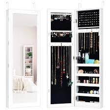 Southern enterprises wall mount jewelry mirror cabinet. Giantex Wall Door Mounted Jewelry Armoire Cabinet With Full Length Mirror Large Storage Mirrored Jewelry Cabinet Organizer With Ring Earring Slots Necklace Hooks Storage Shelves White Buy Online In Bahamas At Bahamas Desertcart Com Productid