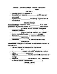 Chapter 12 electricity class 10 notes are crucial to study as they form a base of the principles that you will apply later on. Lesson I Student Powerpoint Note Guide Electric Charge Static Electricity