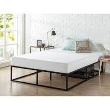 zinus joseph black metal queen 14 in platform bed hd mbbf 14q the home depot bed frame mattress bed frame tall bed frame