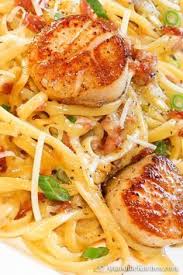 Linguine Aux Petoncles Poeles Dans Une Sauce Carbonara Maison Un Veritable Delice Recettes Ma Fourchette Scallop Recipes Recipes Seafood Recipes