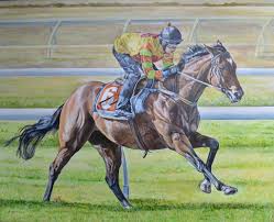 Lankan Rupee At The Cranbourne Trials Racing Art Equine Art Original Oil Painting