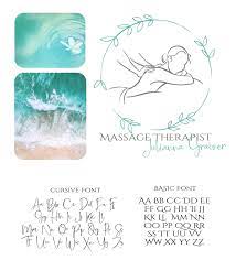 Logo Design Branding Package Premade Circle Greenery Logo Etsy Massage Logo Message Therapy Massage Therapy Business Cards