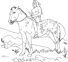Indian boy coloring page from native americans category. Nez Perce Native American On Appaloosa Horse Coloring Page