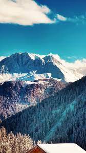 Mountains Chalet Winter Landscape Iphone Wallpapers Free Download
