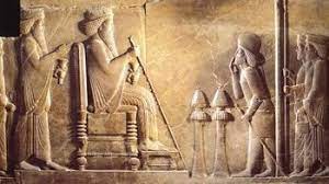 Relief From Northern Stairs In Persepolis Darius And Xerxes Receiving Tribute This Relief Is Extremely Similar Ancient Persia Persian Empire Ancient Persian