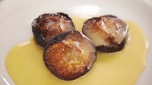 Baked goat's cheese cigars with melon, radish and cucumber slaw. Impress Your Dinner Party Guests With This Elegant And Tasty Recipe From Rachel Allen Roasted Plums White Chocolate Sauce Chocolate Sauce Recipes