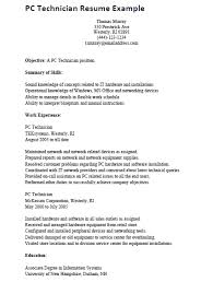 pc technician resume example