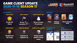 We did not find results for: Game Client Update November 18 2020 Season 17 Blog Royaleapi