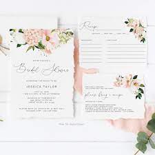 Pink Hydrangea Bridal Shower Invitation Template Boho Floral Etsy In 2020 Bridal Shower Recipes Cards Hydrangeas Bridal Bridal Shower Invitations Templates